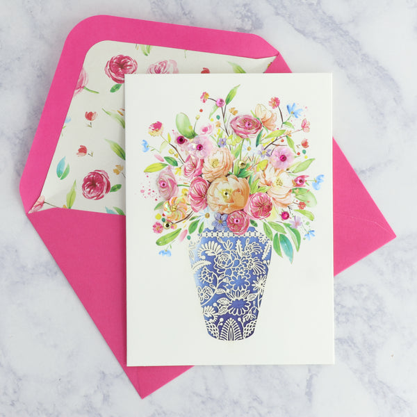 Laser-Cut Flower Vase Mother's Day Card