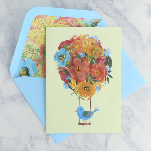 Flower Balloon & Bird Mother's Day Card