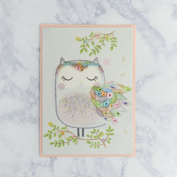 Owl With Chatons Mother's Day Card