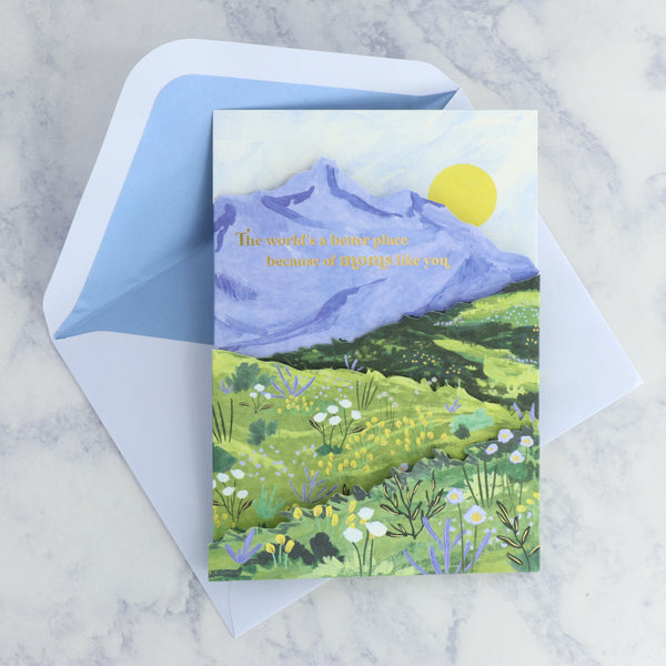 Displayable Painterly Mountain Scape Mother's Day Card