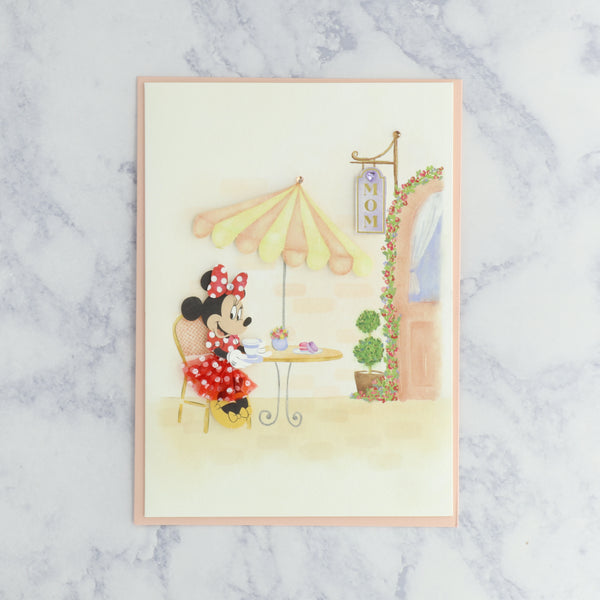 Handmade Minnie Mouse In Cafe Mother's Day Card