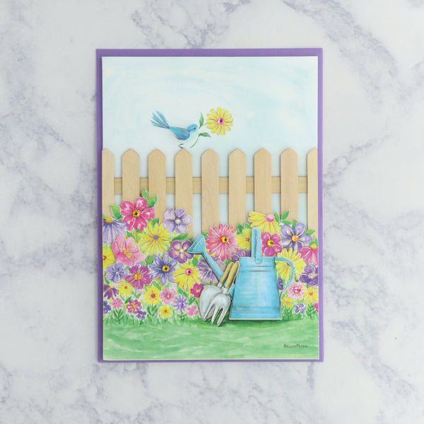 Bird On Garden Fence Mother's Day Card