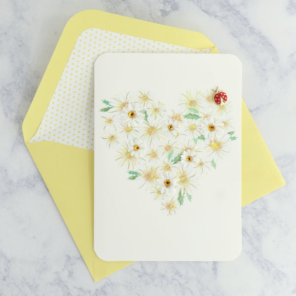 Daisy Heart & Ladybug Mother's Day Card