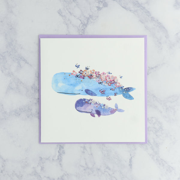 Floral Whales Mother's Day Card
