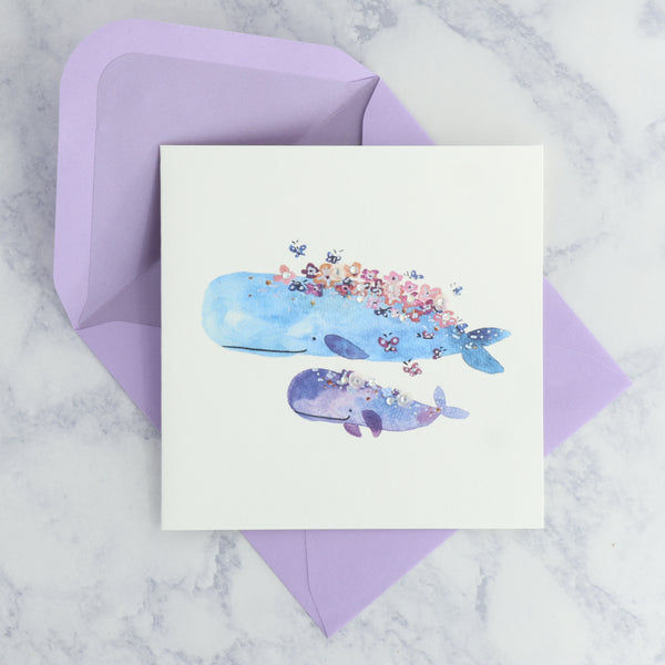 Floral Whales Mother's Day Card