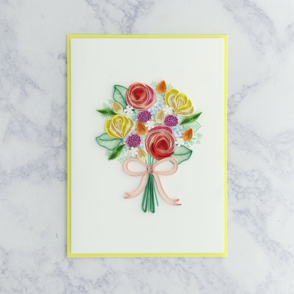 Handmade Flower Bouquet Quilling Mother's Day Card