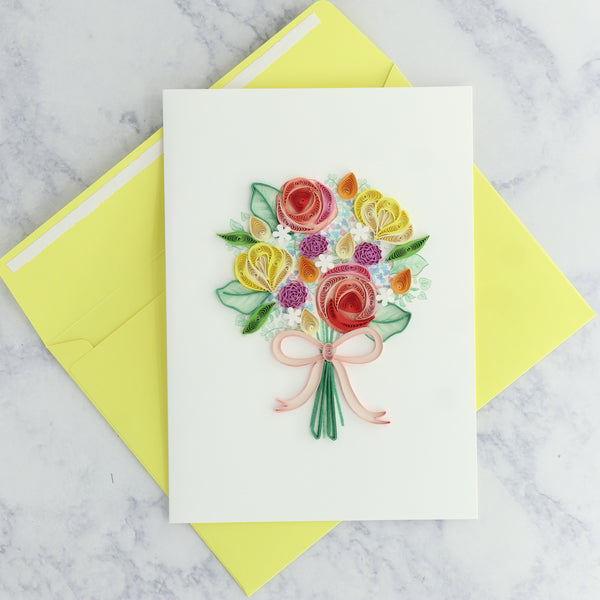 Handmade Flower Bouquet Quilling Mother's Day Card