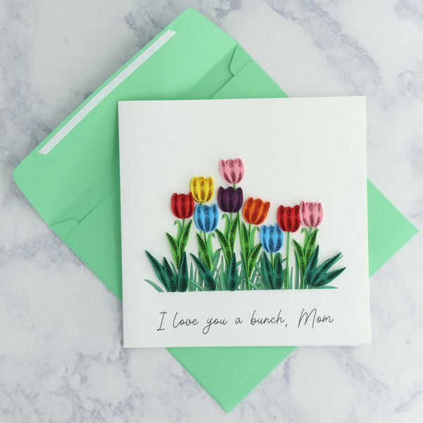 Handmade Colorful Tulips Quilling Mother's Day Card