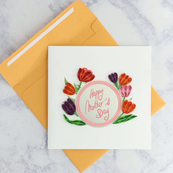 Handmade Tulips Quilling Mother's Day Card