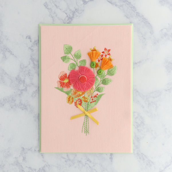 Embroidered Tassel Flower Bouquet Mother's Day Card (For Mom)