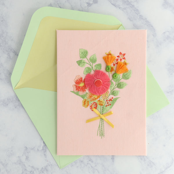 Embroidered Tassel Flower Bouquet Mother's Day Card (For Mom)