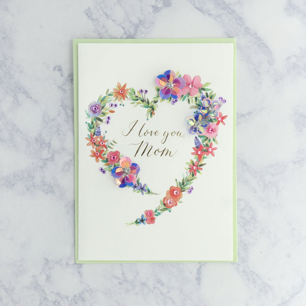 Heart Wreath Mother's Day Card (For Mom)