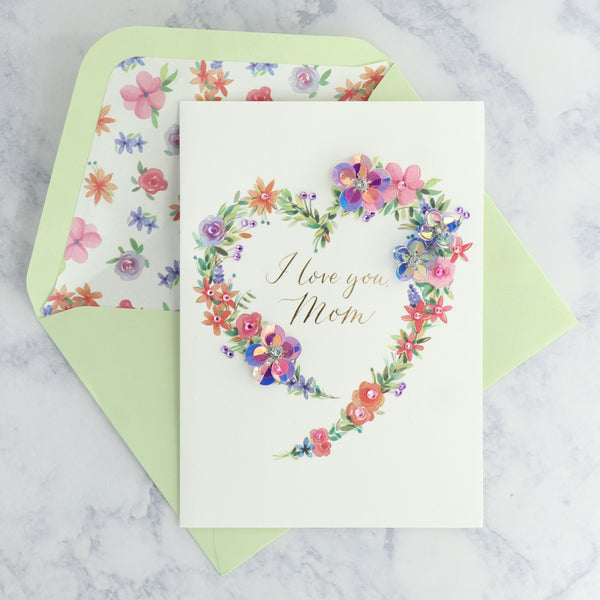 Heart Wreath Mother's Day Card (For Mom)