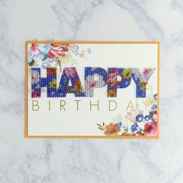 Gemmed Floral Birthday Card