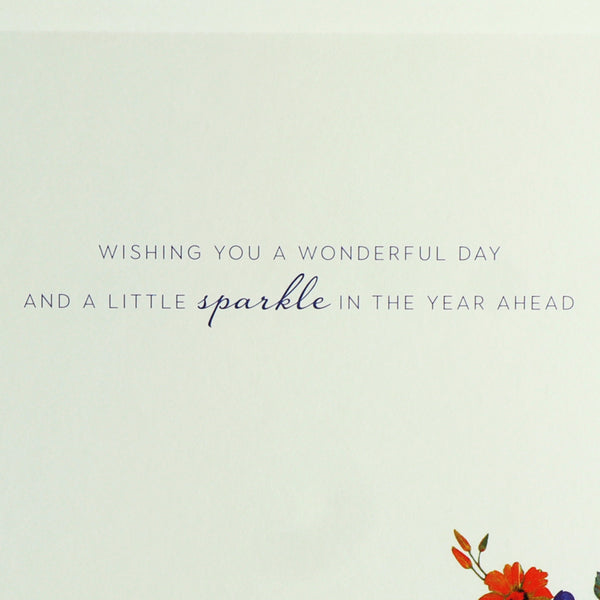 Gemmed Floral Birthday Card