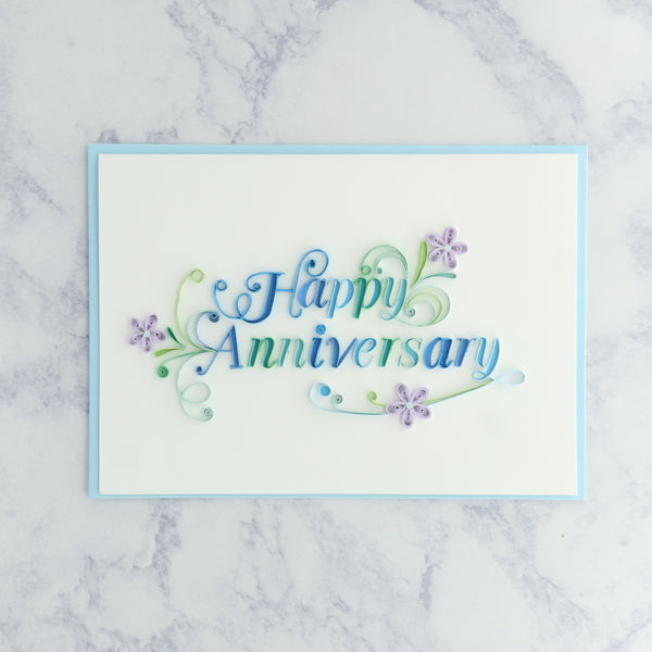 Handmade Lettering Text Quilling Anniversary Card