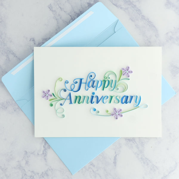 Handmade Lettering Text Quilling Anniversary Card