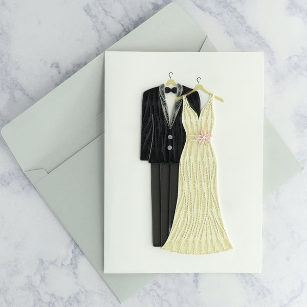Handmade Bride & Groom Quilling Wedding Card