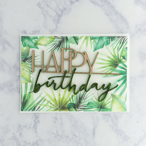 Laser-Cut Wood Greenery Birthday Card