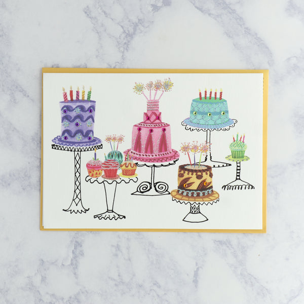 Illustrated Colorful Cakes Birthday Card