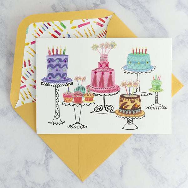 Illustrated Colorful Cakes Birthday Card