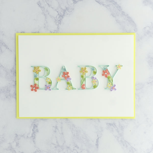 Handmade Lettering Text Quilling New Baby Card