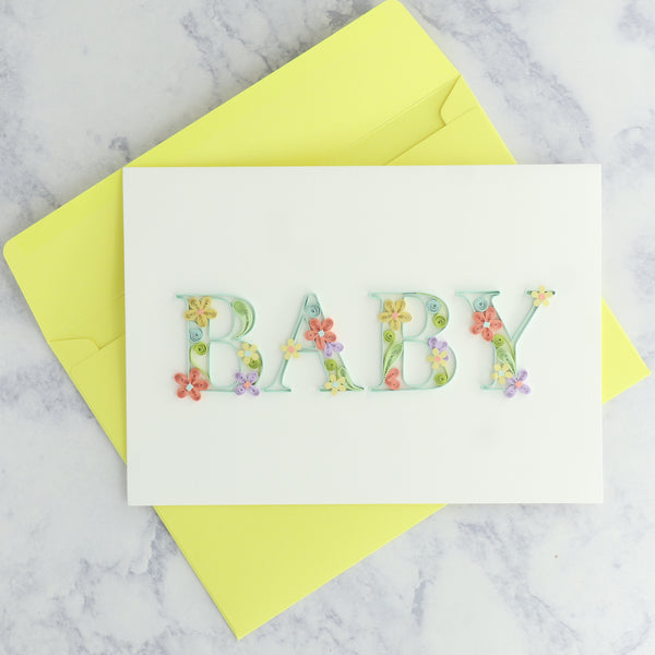 Handmade Lettering Text Quilling New Baby Card