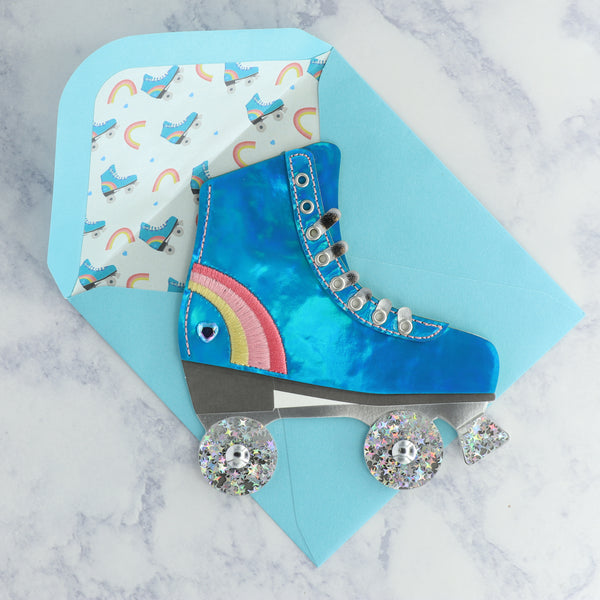 Die-Cut Iridescent Roller Skate Birthday Card