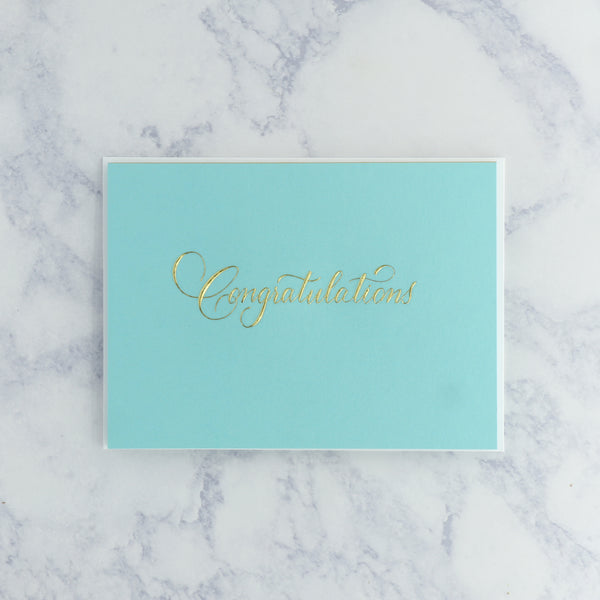 Aqua Congratulations Calligraphy Card