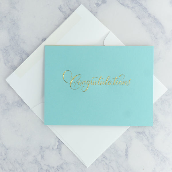 Aqua Congratulations Calligraphy Card