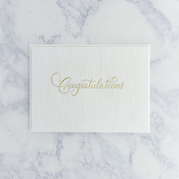 Pearl White Congratulations Calligraphy Card