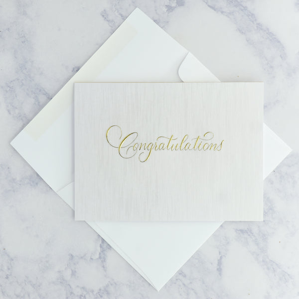 Pearl White Congratulations Calligraphy Card