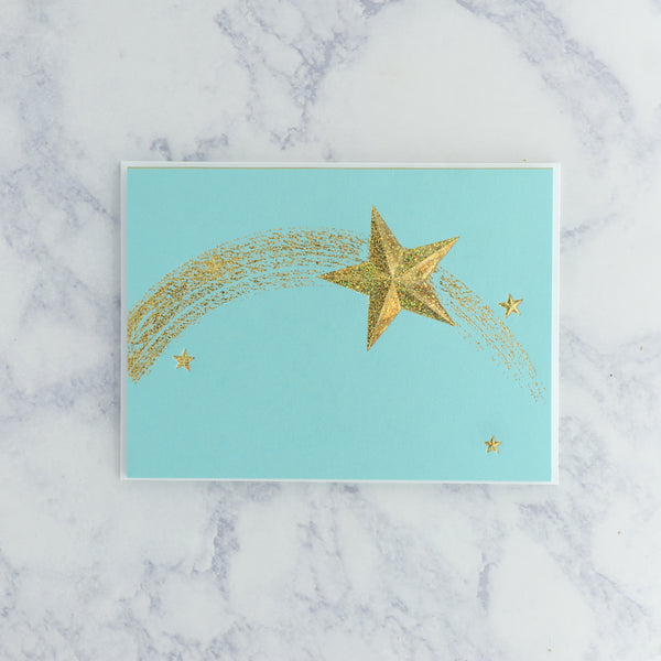 Aqua Shooting Star Congratulations Calligraphy Card
