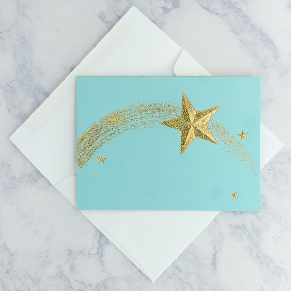 Aqua Shooting Star Congratulations Calligraphy Card