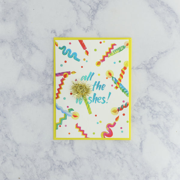 Neon Candle Toss Birthday Card
