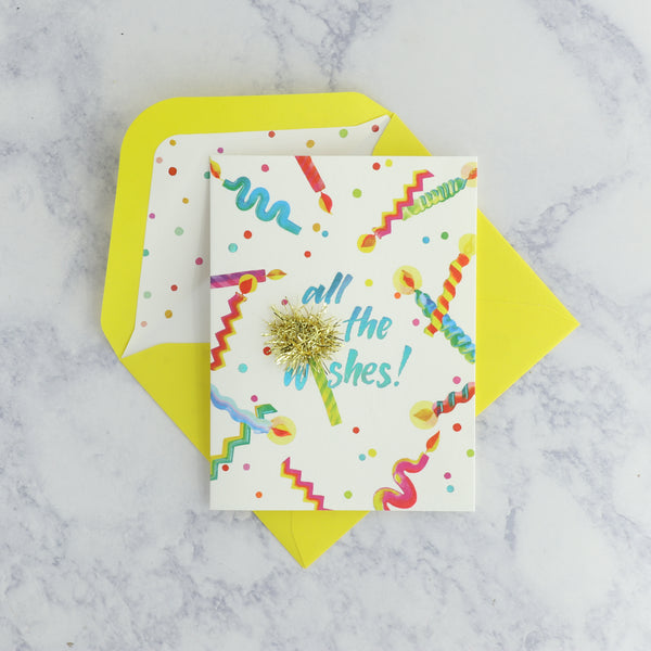 Neon Candle Toss Birthday Card
