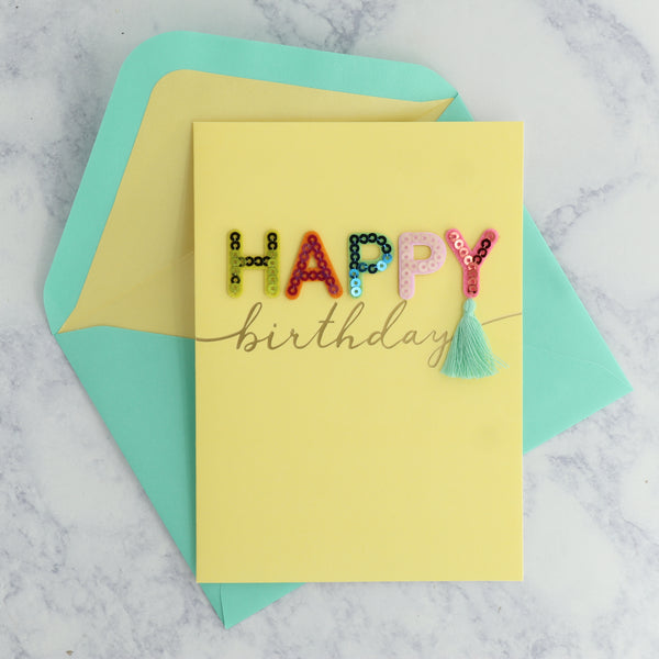 Lettering with Tassels Birthday Card