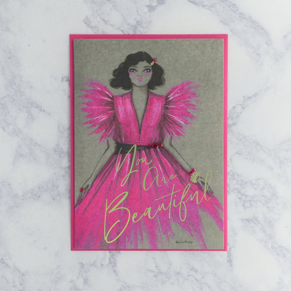 Fashion Woman in Pink Birthday Card