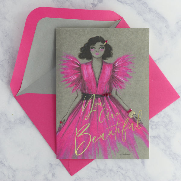 Fashion Woman in Pink Birthday Card
