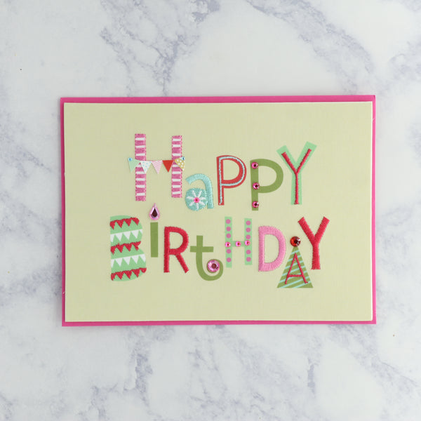 Embroidered Happy Birthday Card