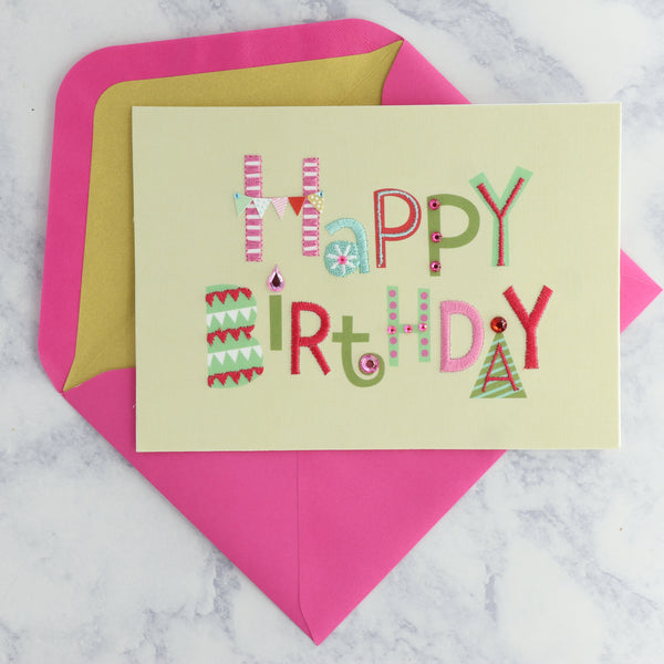 Embroidered Happy Birthday Card