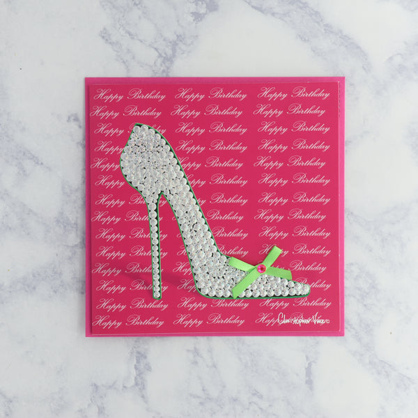 Pink Gem Shoes Birthday Card