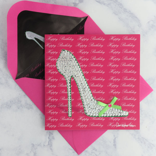Pink Gem Shoes Birthday Card