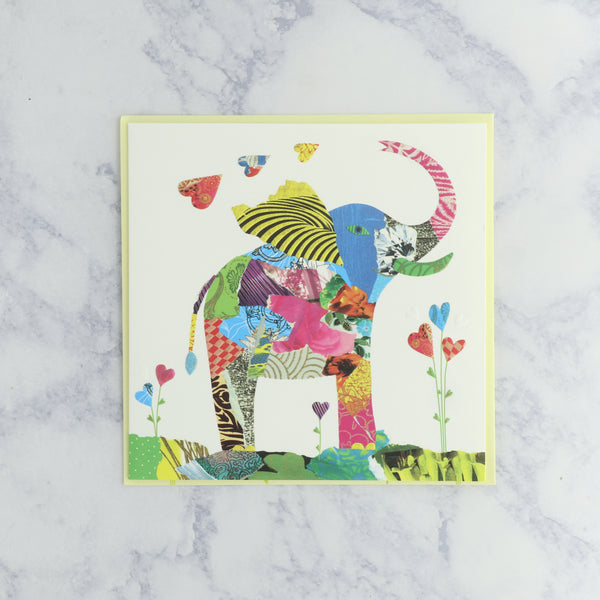 Collage Elephant Birthday Card