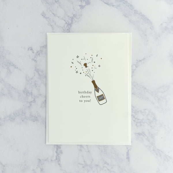 Letterpress Sip Sip Hooray Birthday Card