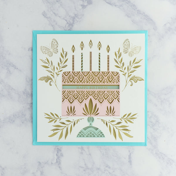 Ornate Laser Cut Cake Birthday Card