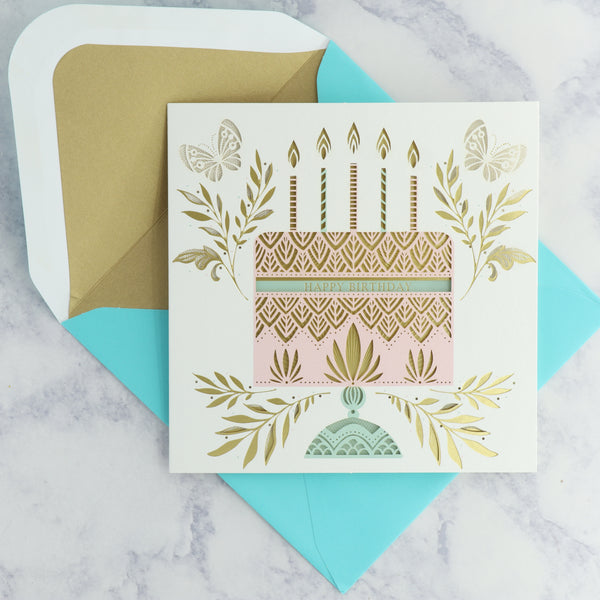 Ornate Laser Cut Cake Birthday Card