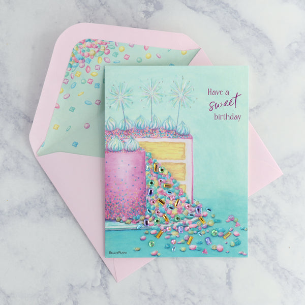 Gem Filled Cake Birthday Card