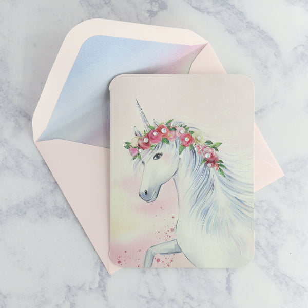 Floral Unicorn Birthday Card