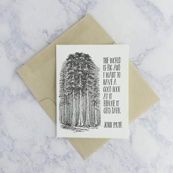 Letterpress "The World Is Big" John Muir Graduation Card